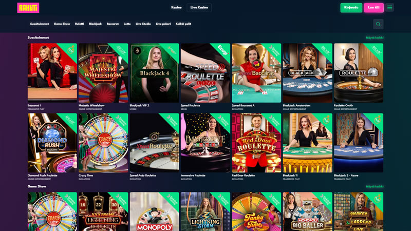 raketti live screenshot