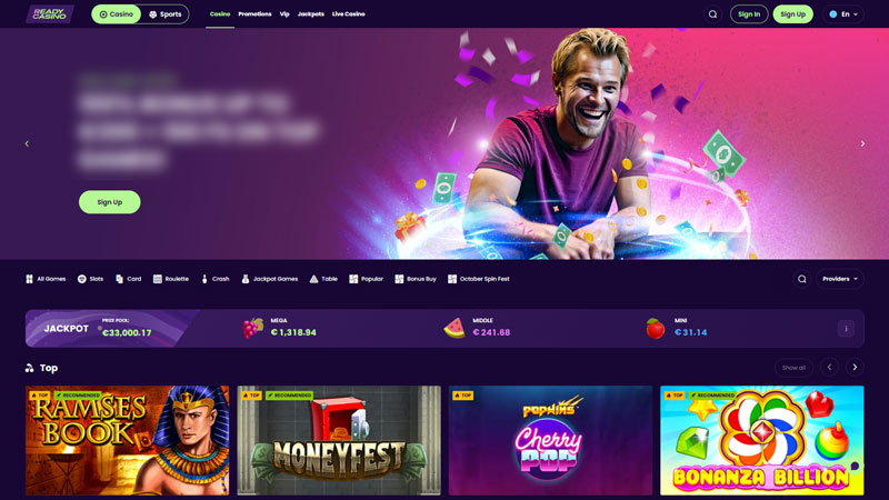 readycasino lobby screenshot