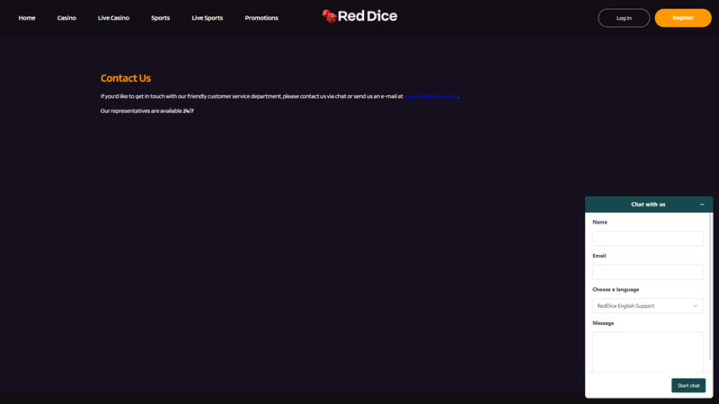 reddice support screenshot