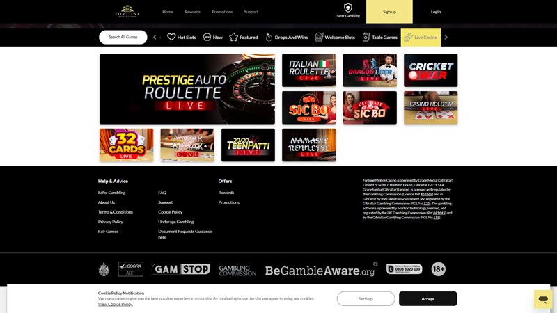 reloadbet-casino lobby screenshot