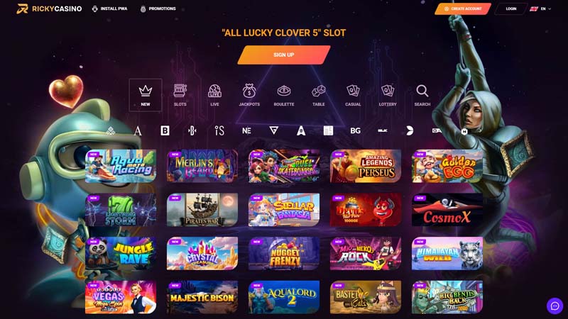 rickycasino lobby screenshot