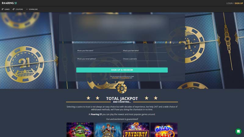 roaring21-casino lobby screenshot