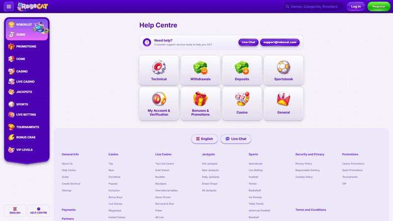 robocat support screenshot