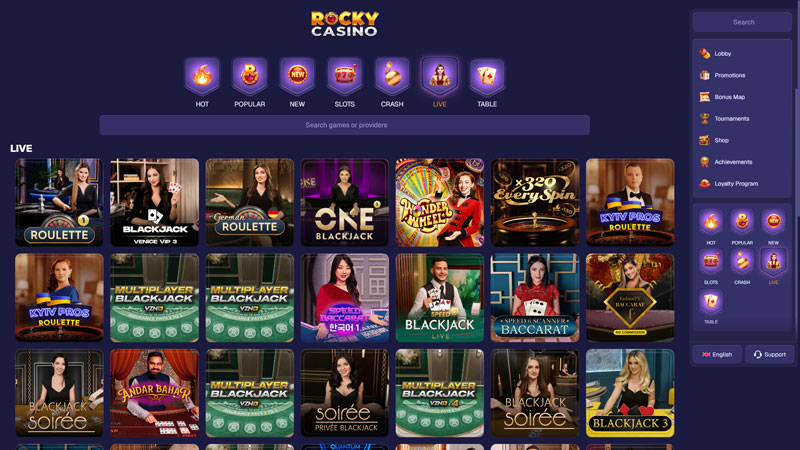 rocky-casino live screenshot