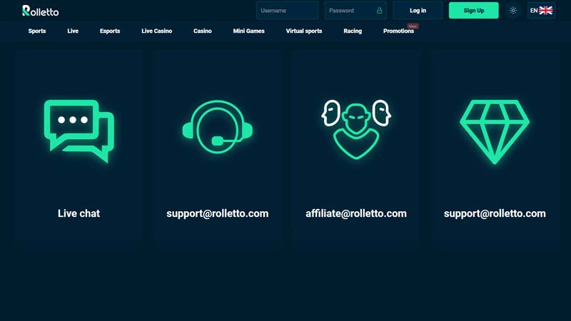 rolletto support screenshot