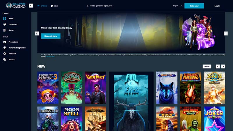 royal-swipe-casino lobby screenshot