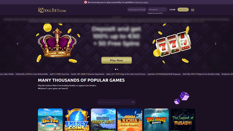 royalbet lobby screenshot