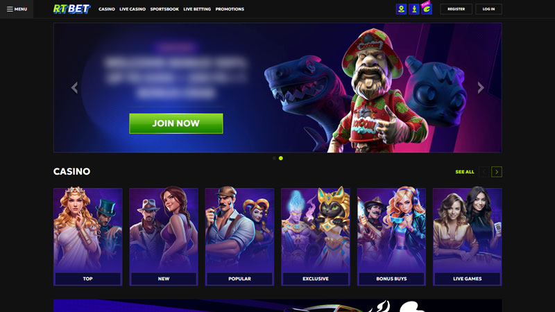 rtbet lobby screenshot
