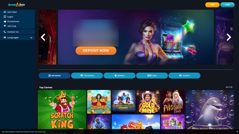 scratchmania-casino lobby screenshot