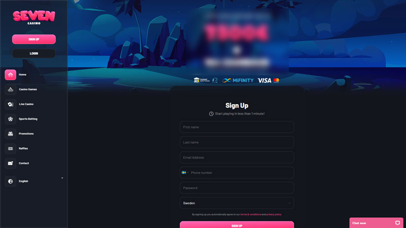 seven-casino lobby screenshot