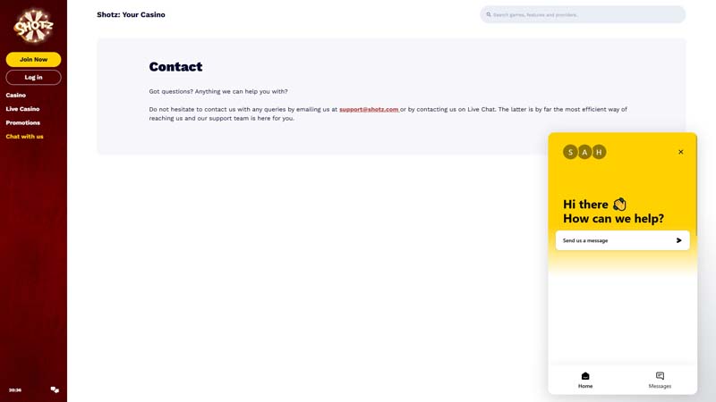 shotz support screenshot