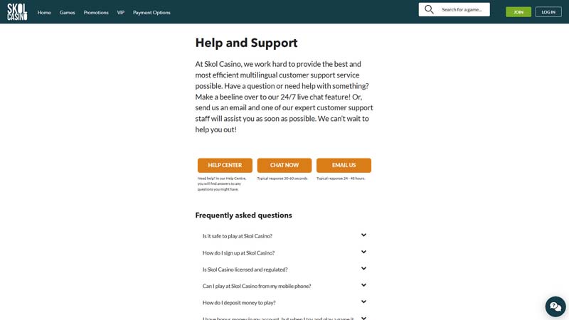 skol-casino support screenshot