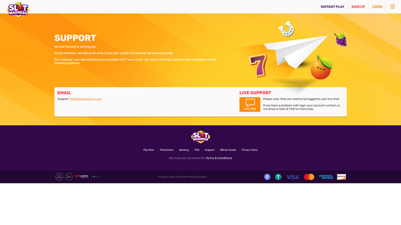 slot-madness support screenshot