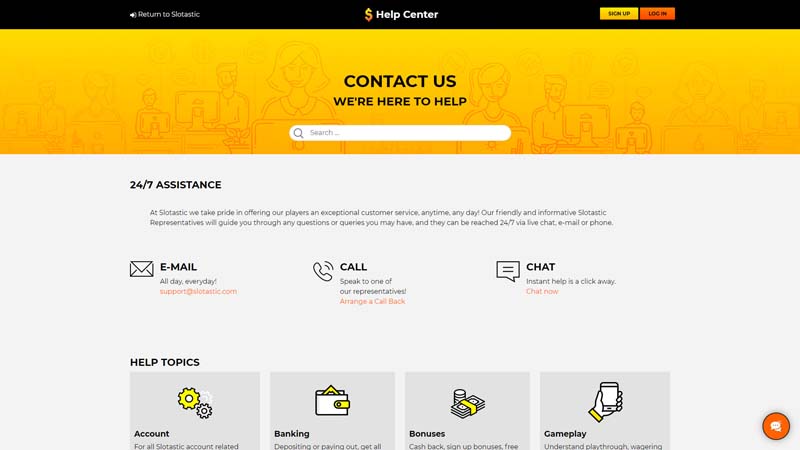 slotastic-casino support screenshot