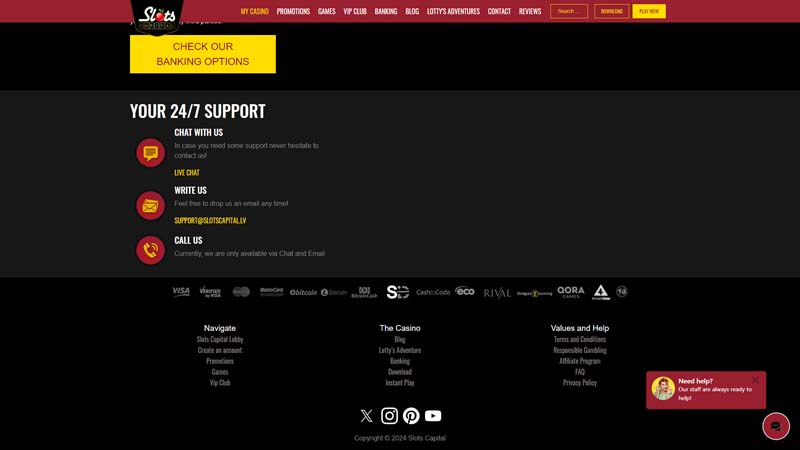 slots-capital-casino support screenshot