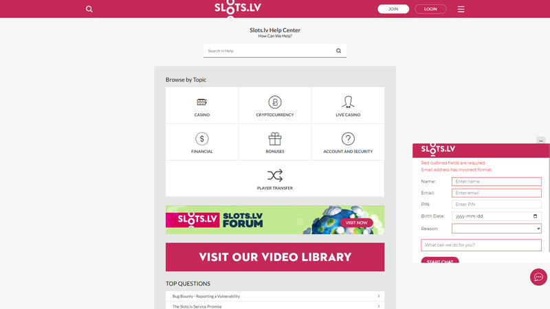 slots-lv support screenshot