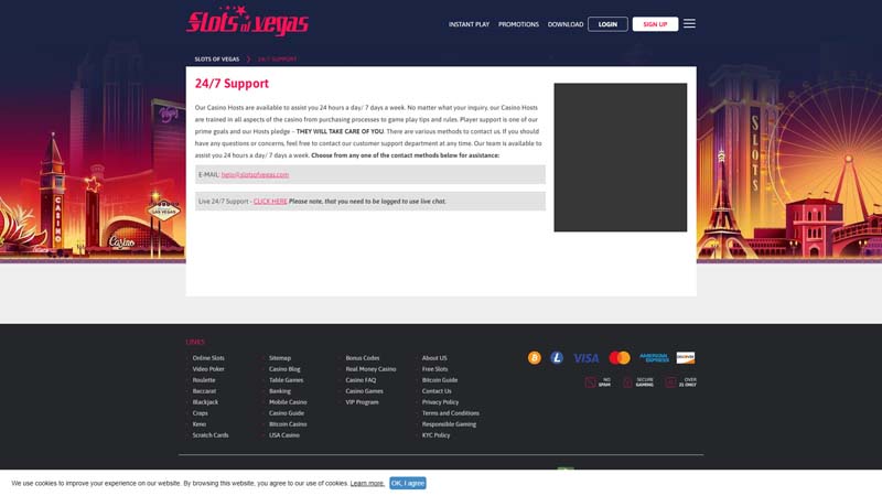 slots-of-vegas-casino support screenshot