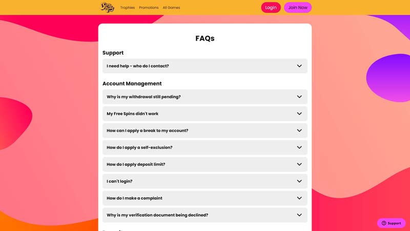 slotsbaby-casino support screenshot