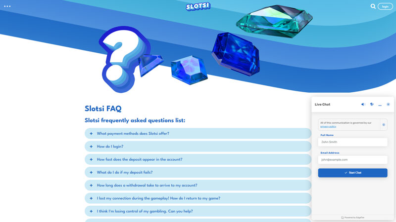 slotsi support screenshot