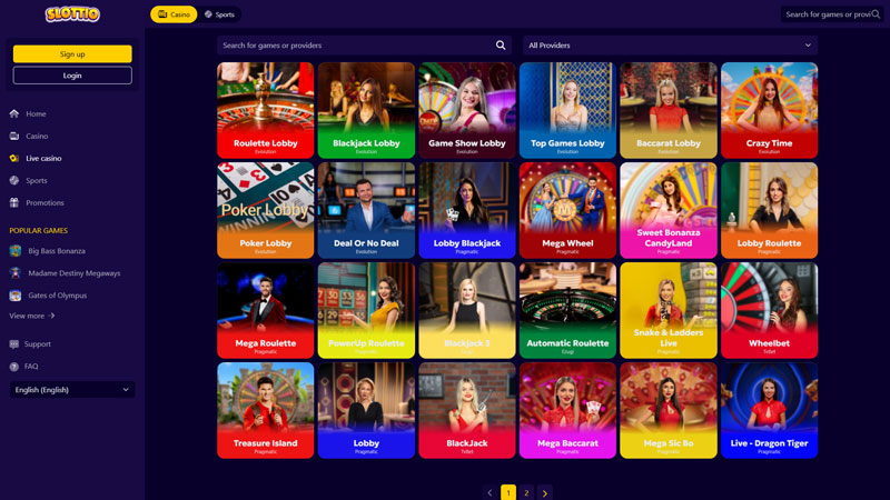 slottio live screenshot