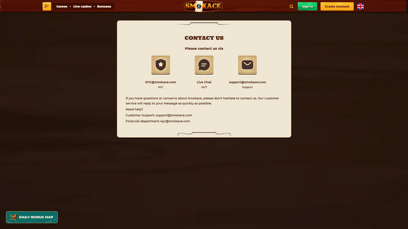 smokeace support screenshot