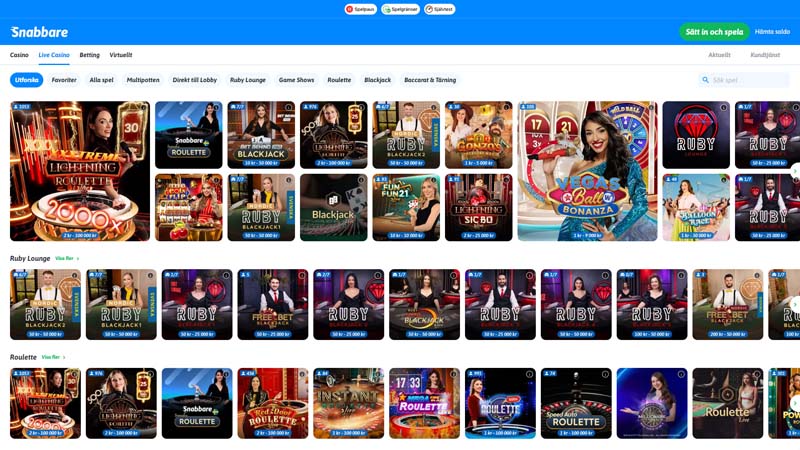 snabbare-casino live screenshot
