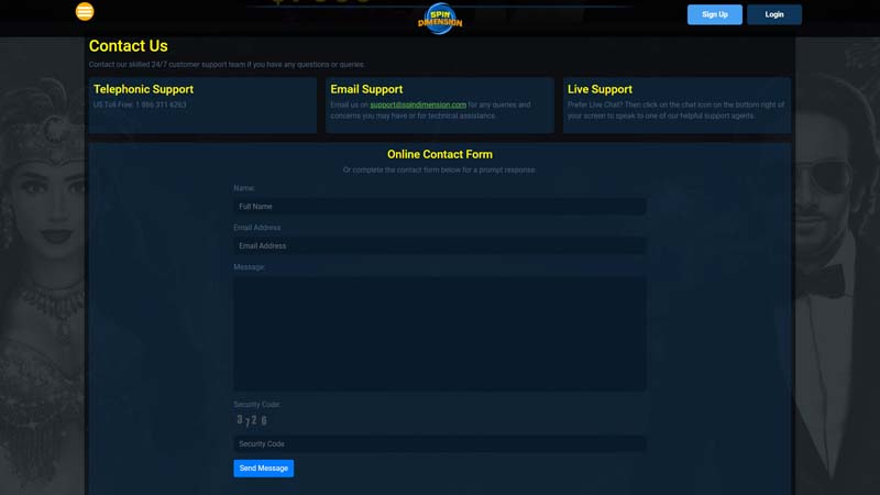 spindimension support screenshot