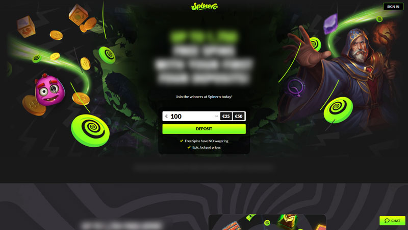 spinero lobby screenshot