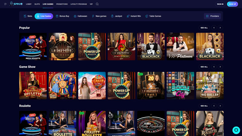 spinjo live screenshot