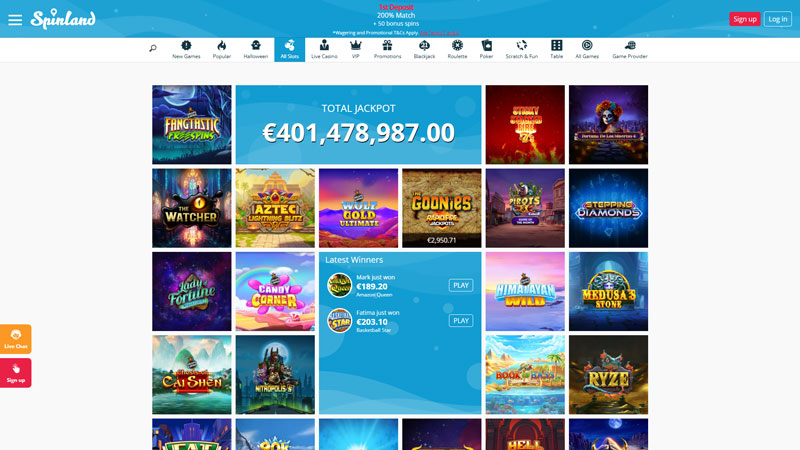 spinland-casino slots screenshot