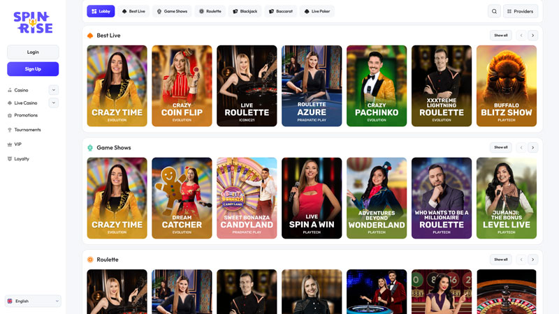 spinrise live screenshot