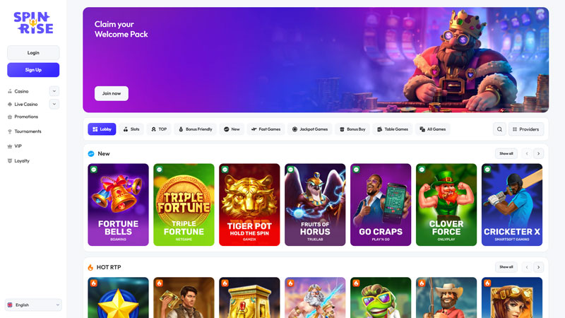 spinrise lobby screenshot