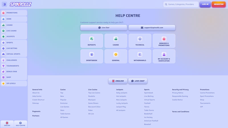 spinrollz support screenshot