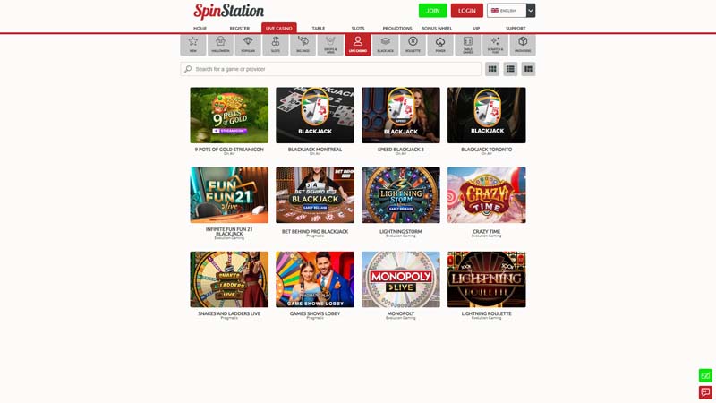 spinstation-casino live screenshot
