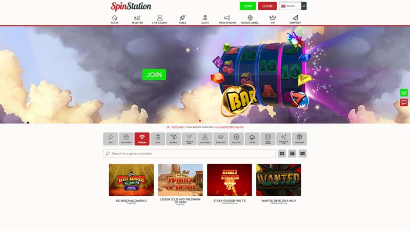 spinstation-casino lobby screenshot