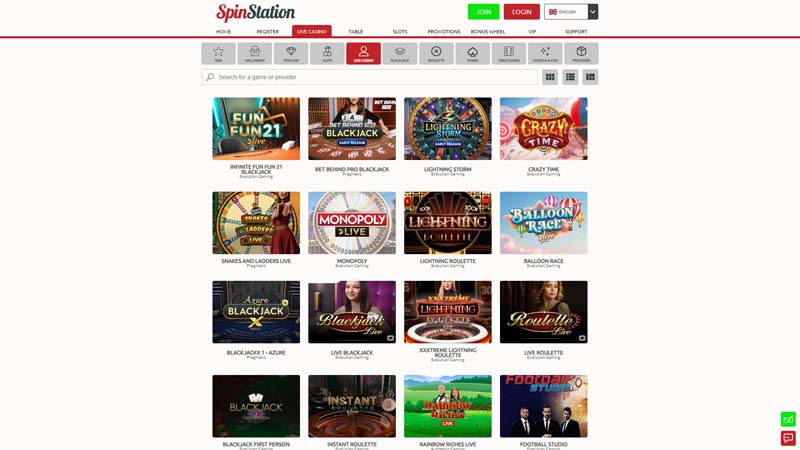 spinstation-x-casino live screenshot