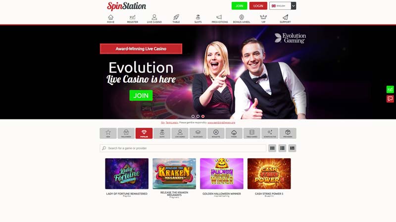 spinstation-x-casino lobby screenshot