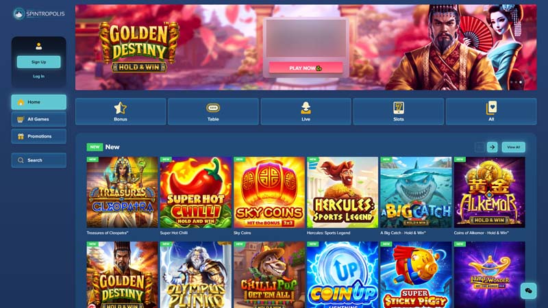 spintropolis-casino lobby screenshot