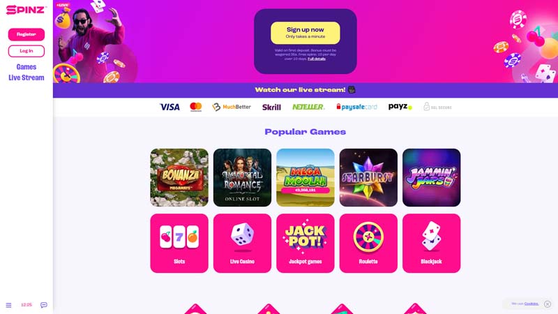 spinz lobby screenshot