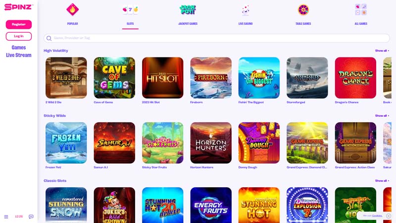 spinz slots screenshot