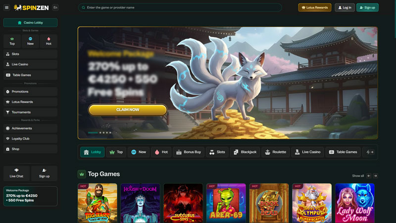 spinzen lobby screenshot