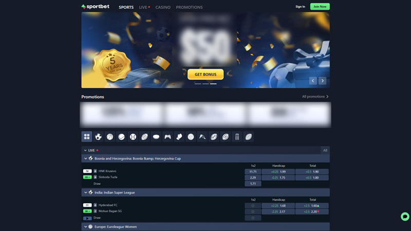 sportbet lobby screenshot