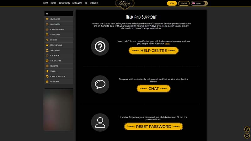 the-grand-ivy-casino support screenshot