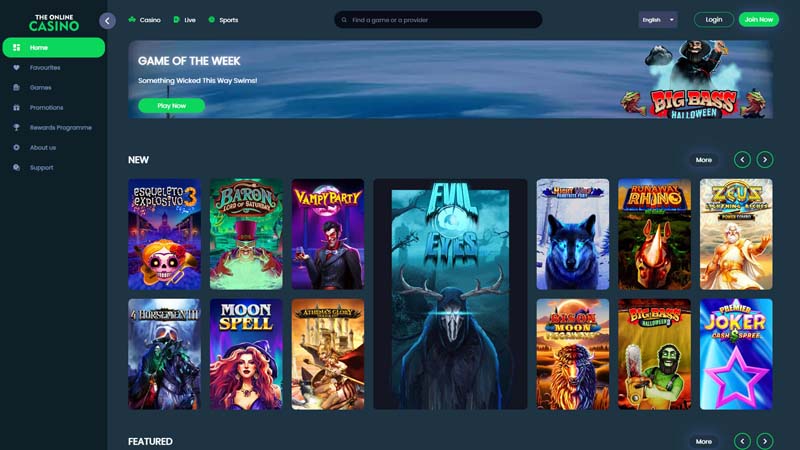 theonlinecasino lobby screenshot