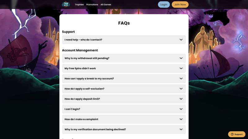 thor-slots-casino support screenshot