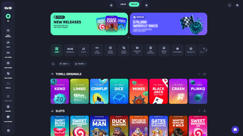 thrill lobby screenshot