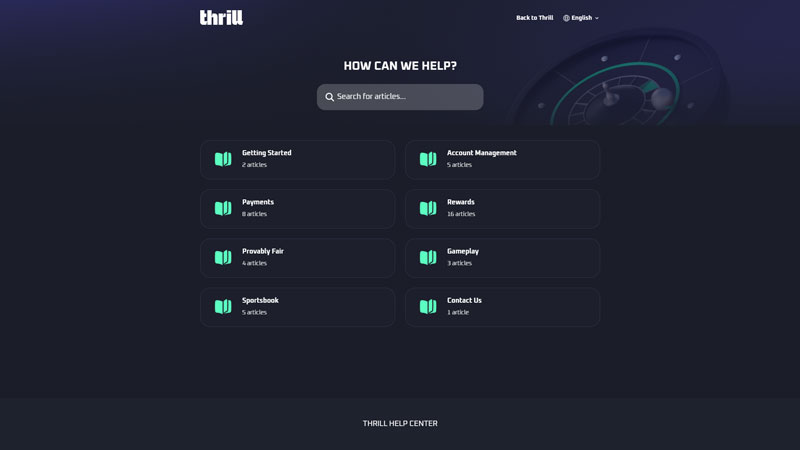 thrill support screenshot