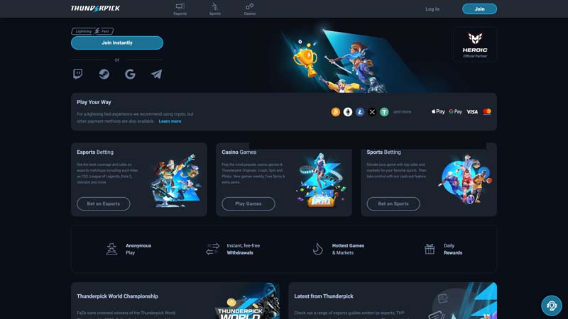 thunderpick lobby screenshot