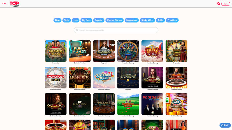 topkasino live screenshot