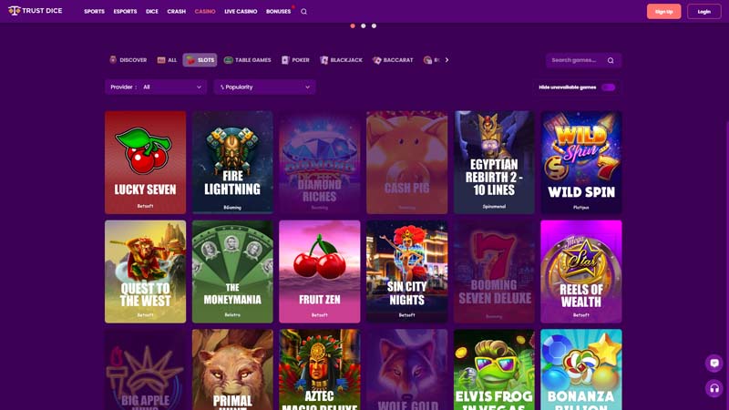 trustdice slots screenshot